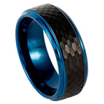 937-8mm Black IP Hammered Center with Blue IP Stepped Edge