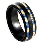 940-8mm Tungsten Ring Black IP & Dyed Bamboo Inlay