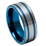 948-8mm Pipe Cut Blue IP Plated Double Striped Center