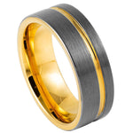 949-8mm Gun Metal IP Plated with Off Center Yellow Gold Plated Groove