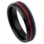 954-6mm Brushed Ring with Red IP Plated Grooved Center