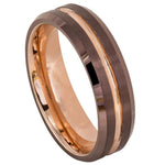 960-6mm Beveled Edge Brushed Brown IP Plated Outside with Rose Gold IP Plated Grooved Center & Inside