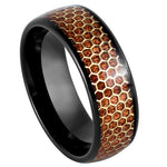 966-8mm Dome Black IP with Honeycomb Cut-out Rosewood Inlay
