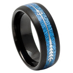 969-8mm Black IP Plated with Arrow Inlay on Blue Imitation Meteorite