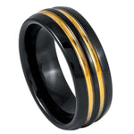 980-8mm Domed Black IP with Two Yellow IP Stripes