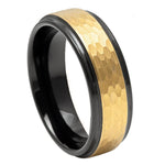 984-6mm Yellow IP Hammered Center with Black IP Stepped Edge