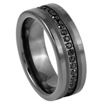 985-8mm Gun Metal IP Plated with Round Black CZs Eternity Band - .A