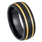 988-8mm Dome Black IP Tungsten, Two Yellow IP Grooves