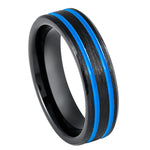 995-6mm Black IP Beveled Edge, Blue IP Off Center Grooves