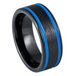 997-8mm Black IP Beveled Edge, Blue IP Off Center Grooves