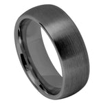 998-8mm Dome Brush Gun Metal Tungsten Ring