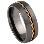 999-8mm Dome Brushed Gun Metal Rose Gold Rope Inlay