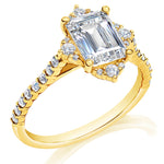 Emerald Compass Cluster Halo Engagement Ring