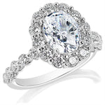 Oval Diamond Floral Halo Engagement Ring