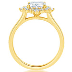 Emerald Diamond Floral Halo Engagement Ring