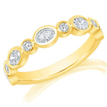 Large Oval and Round Diamond Bezel Band