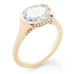 Oval East West Semi Halo Engagement Ring