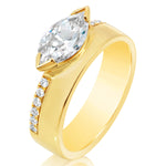 Marquise Half Bezel Double Row Engagement Ring