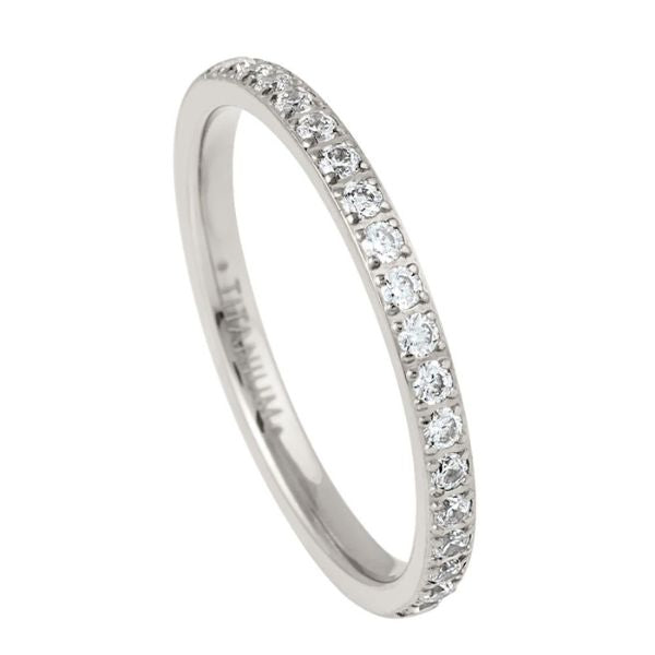 010-2mm Titanium Half Eternity White CZ