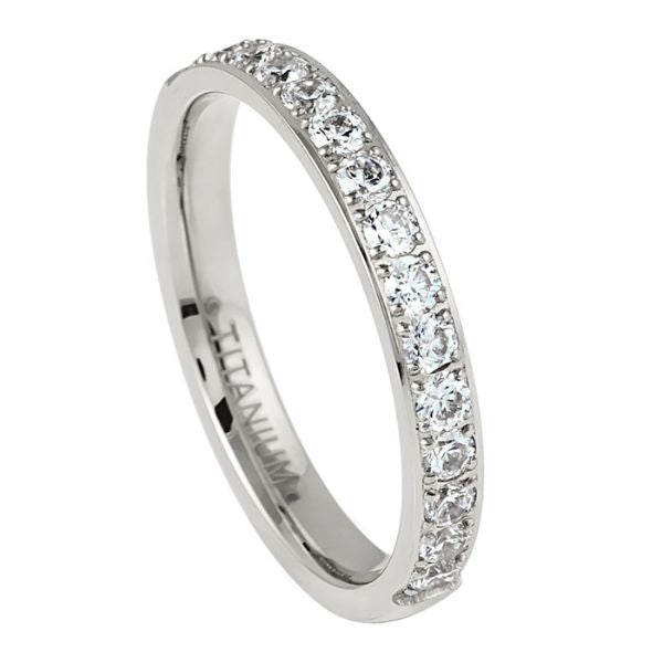 016-3mm Titanium Half Eternity White CZ