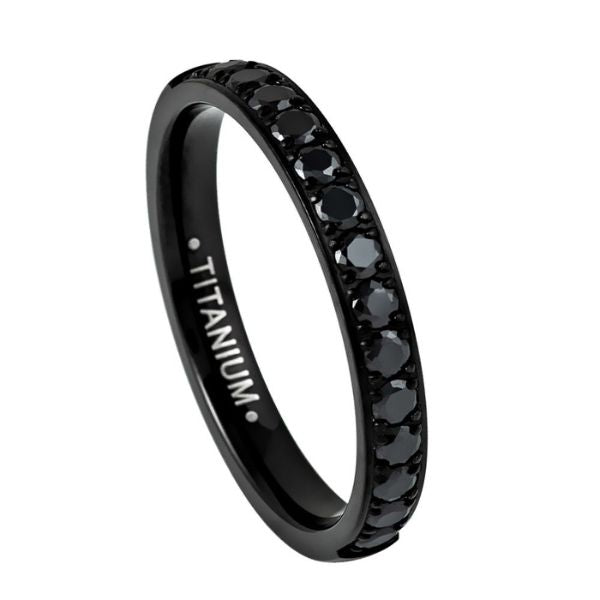 018-3mm Titanium Black IP Plated Half Eternity Black CZ