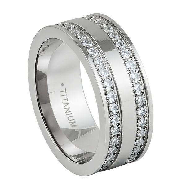 029-9mm Titanium Full Eternity White CZ