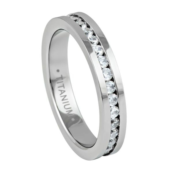 033-4mm Titanium Full Eternity White CZ