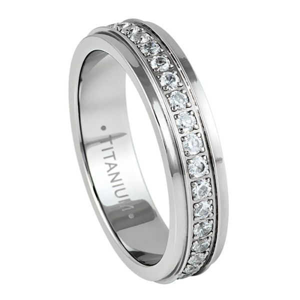 034-5mm Titanium Full Eternity White CZ