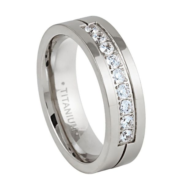 036-6mm Titanium 9 Stones White CZ