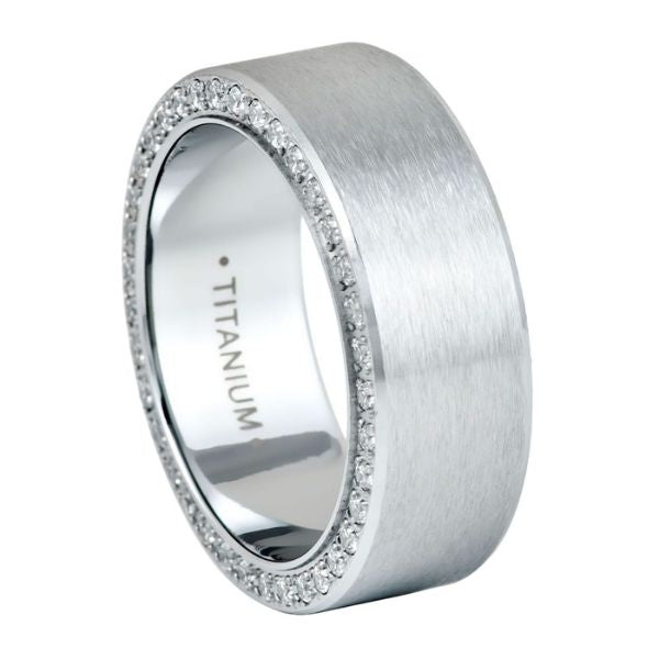 041-8mm Titanium Full Side Stones White CZ