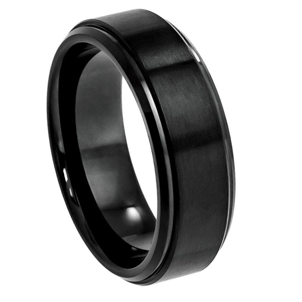 083-8mm Flat Brushed Center with High Polish Stepped Edge