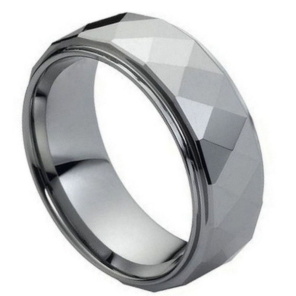 096-8mm Domed Faceted Ring Stepped Edge
