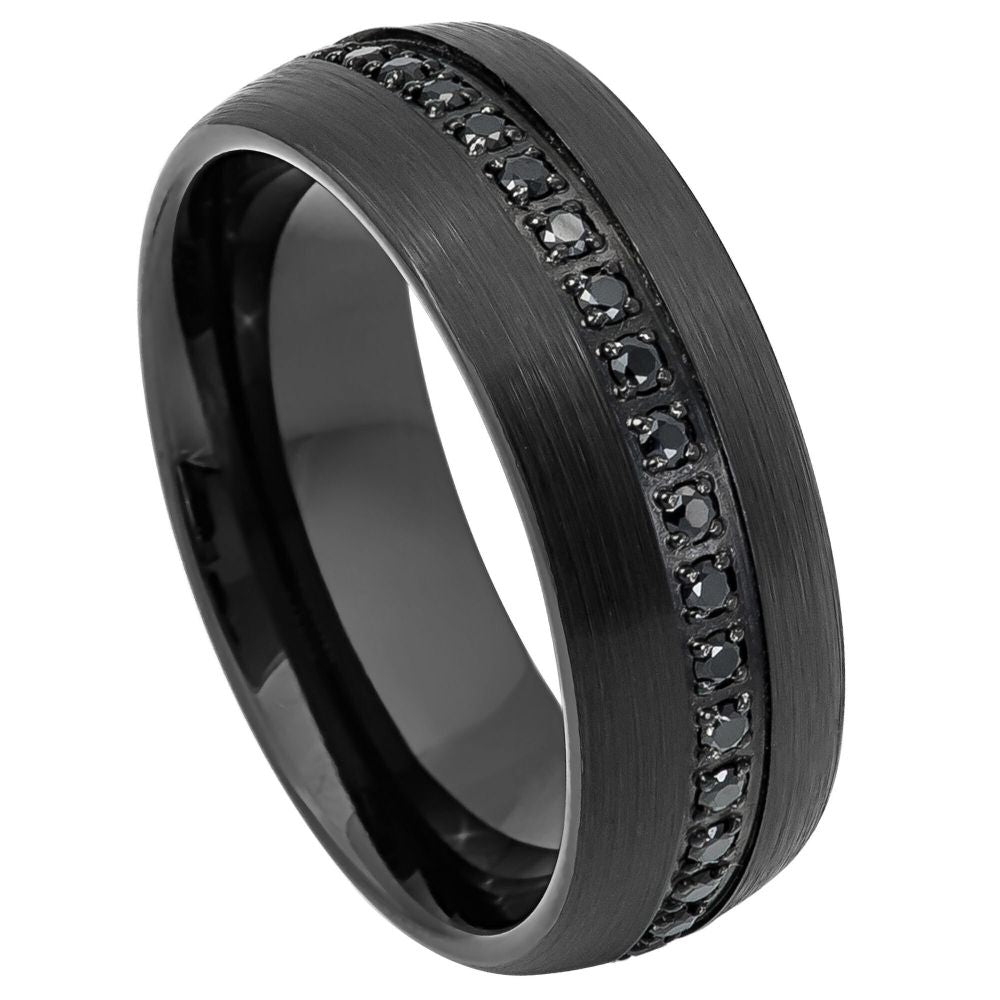 1011-8mm Domed Black IP Plated Black CZ Eternity