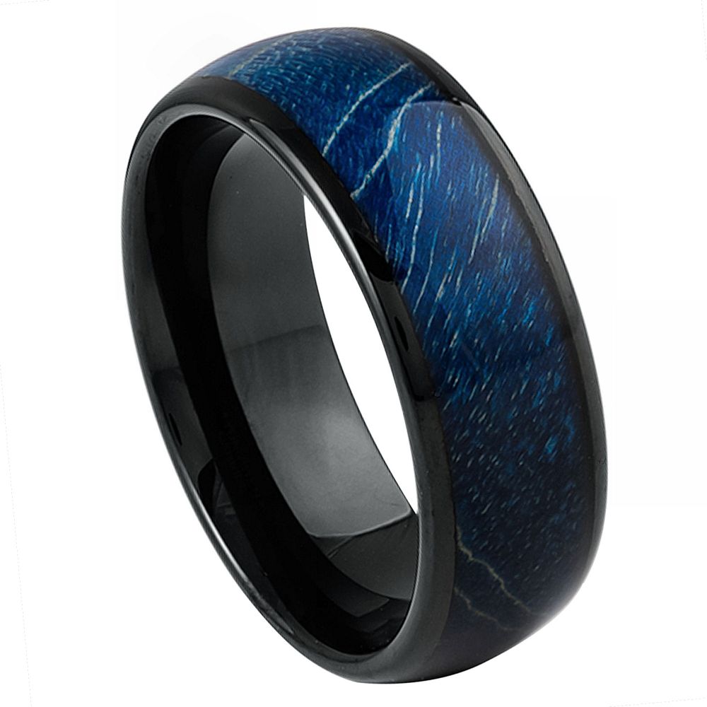 1016-8mm Black IP Domed Azure Stain Stabilized Wood Inlay