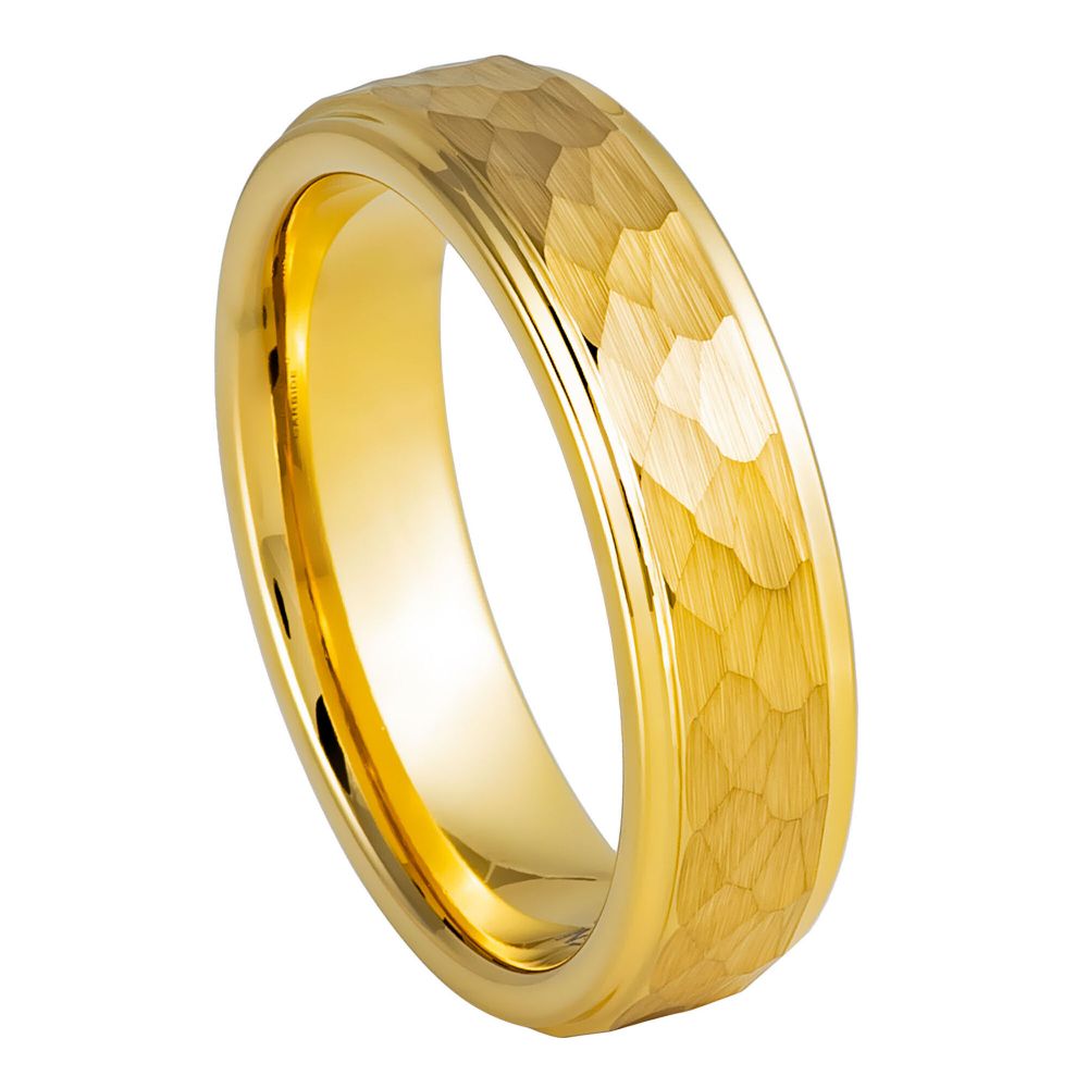 1021-6mm Yellow IP Plated Hammered Center with Stepped Edge
