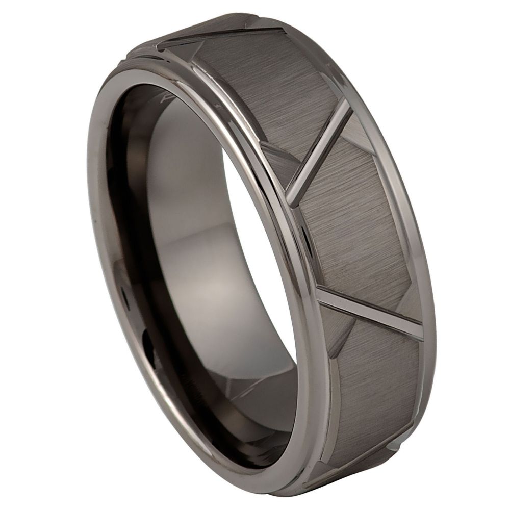 1022-8mm Gun Metal IP Plated Trapezoids Design