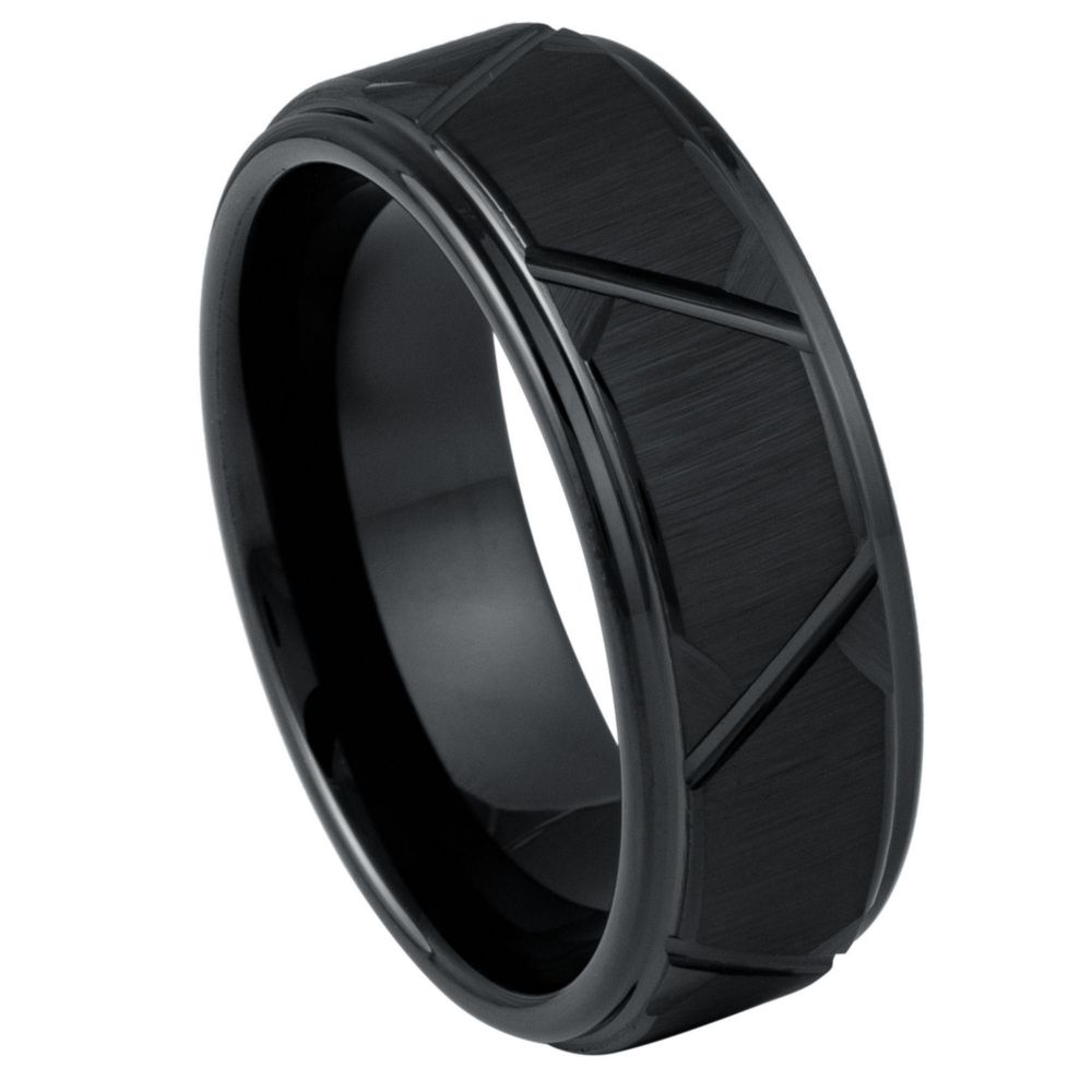 1024-8mm Black IP Plated Trapezoids Design