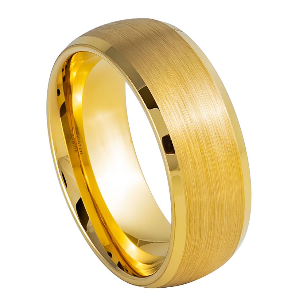 1025-8mm Domed Yellow IP Brushed Center Low Beveled Edge
