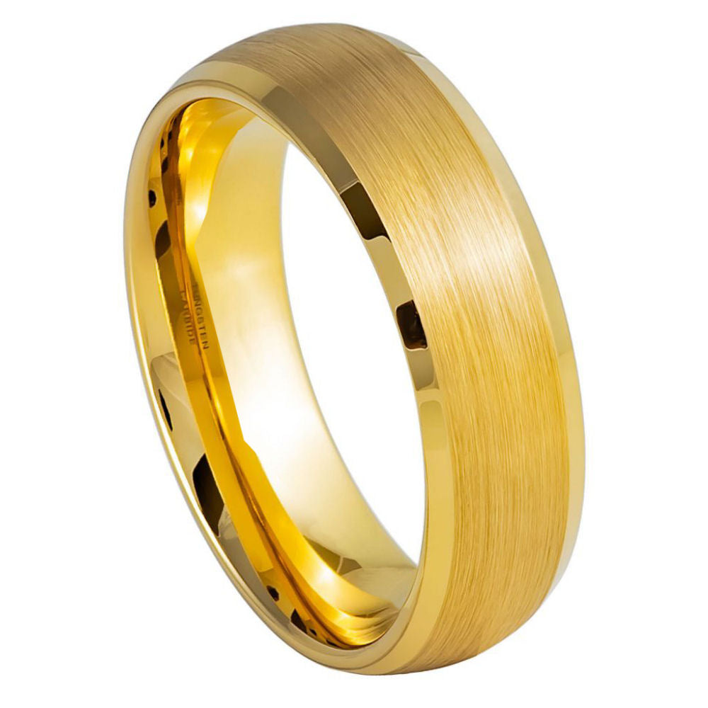 1026-6mm Domed Yellow IP Brushed Center Low Beveled Edge