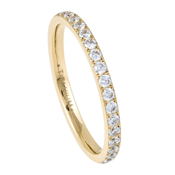 102-2mm Titanium Yellow IP Plated Full Eternity White CZ