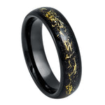 1034-6mm Black IP Plated with Imitation Yellow Meteorite Inlay