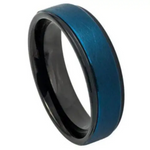 1037-6mm Blue Tone IP Plated Ice Finish Center High Polished Stepped Edge