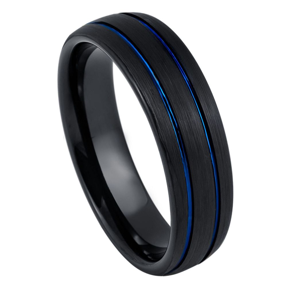 1073-6mm Dome Black IP Tungsten, Two Blue IP Grooves
