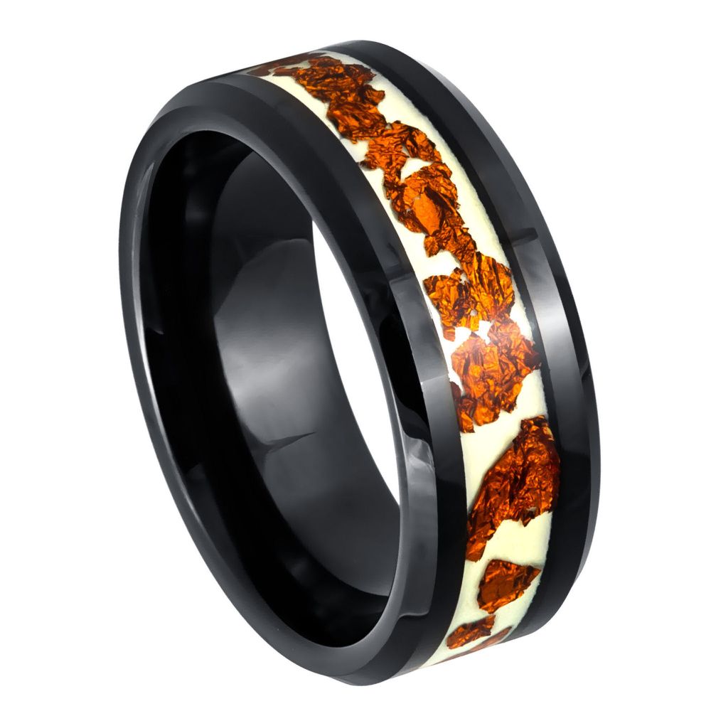 1095-8mm Black IP Plated Copper Scraps Inlay on Luminous Film