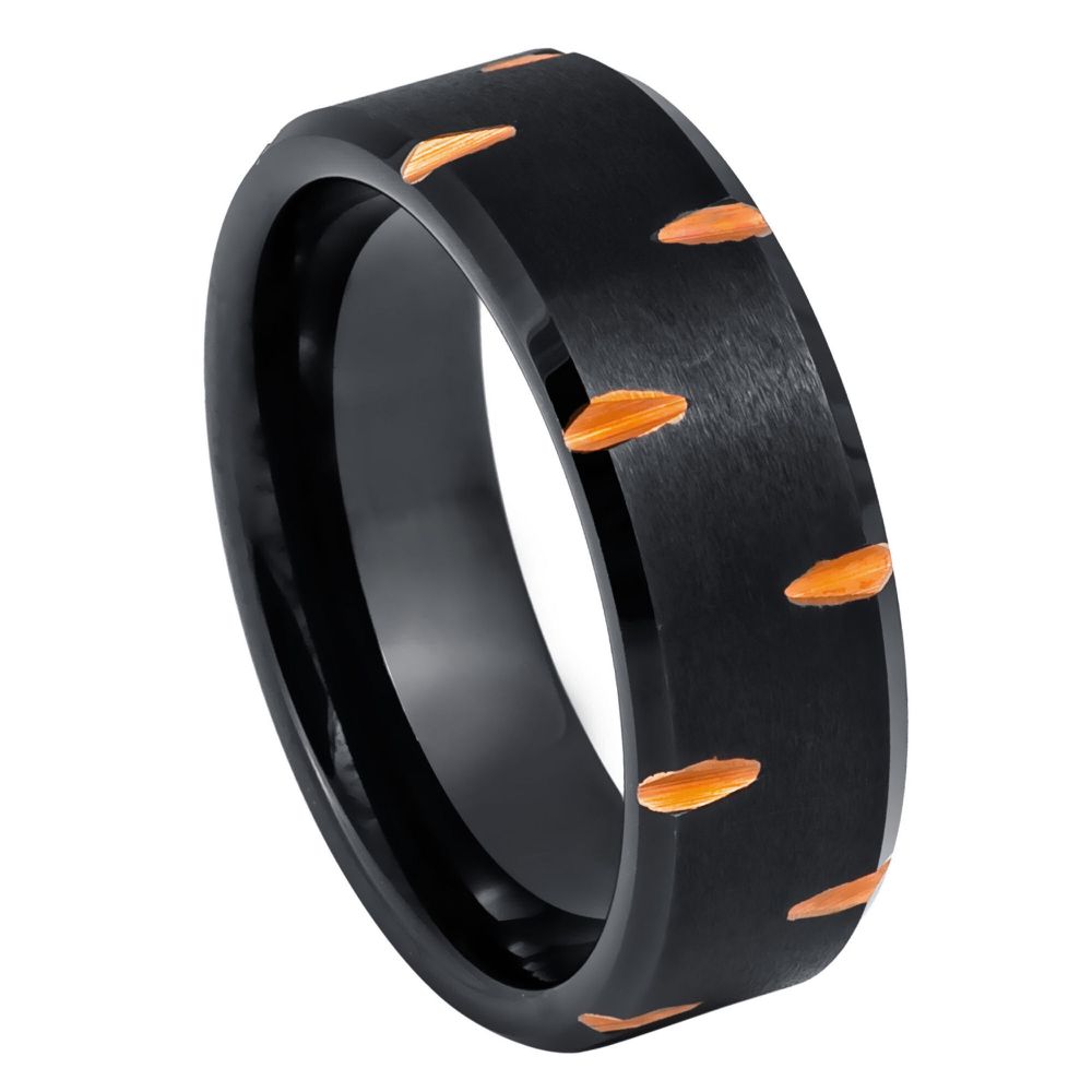 1099-8mm Black IP with Rose IP Alternating Wedge Cuts