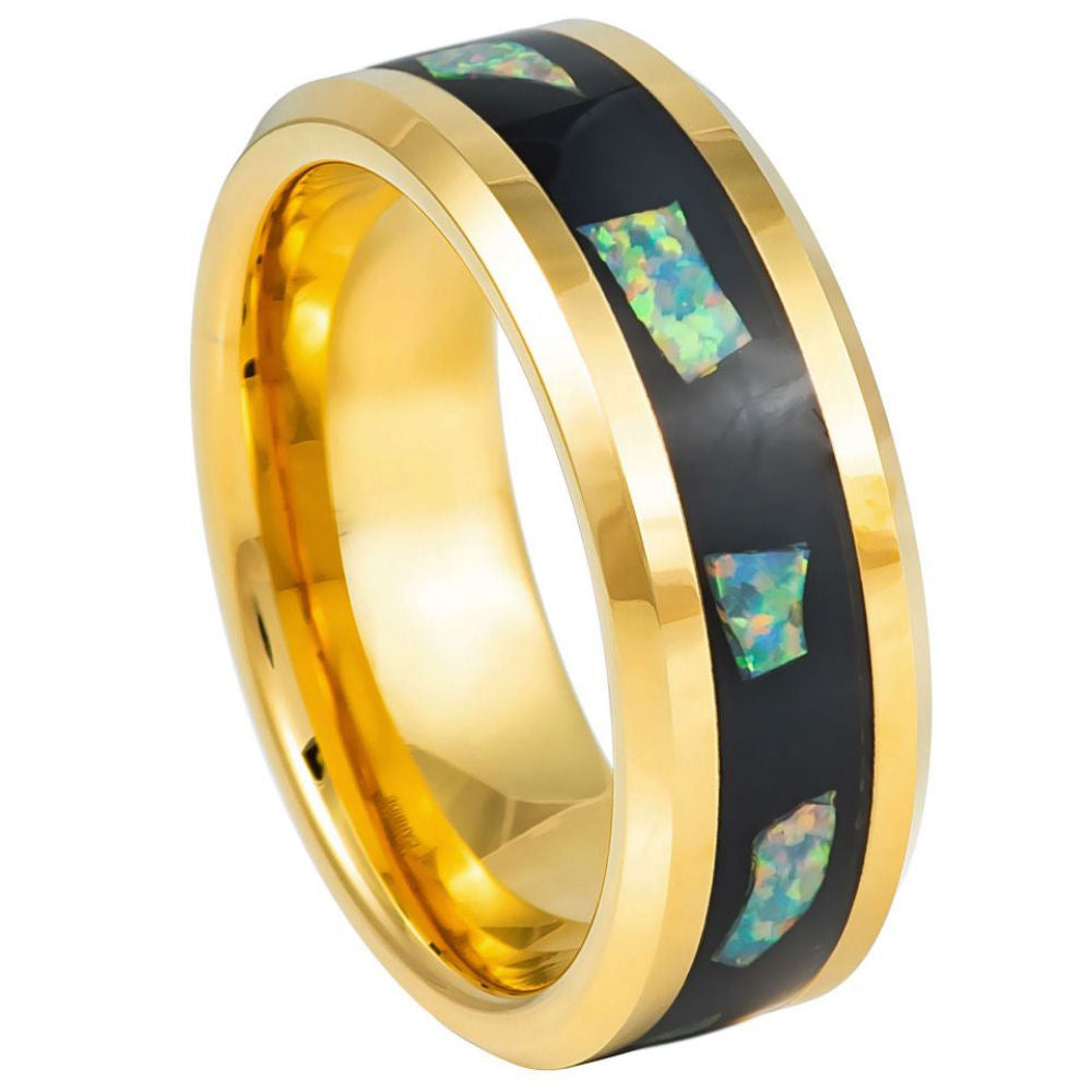1102-8mm Yellow Gold IP Plated Abalone Fragments Inlay