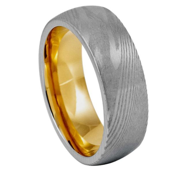 1118-8mm Damascus Yellow Gold Plated