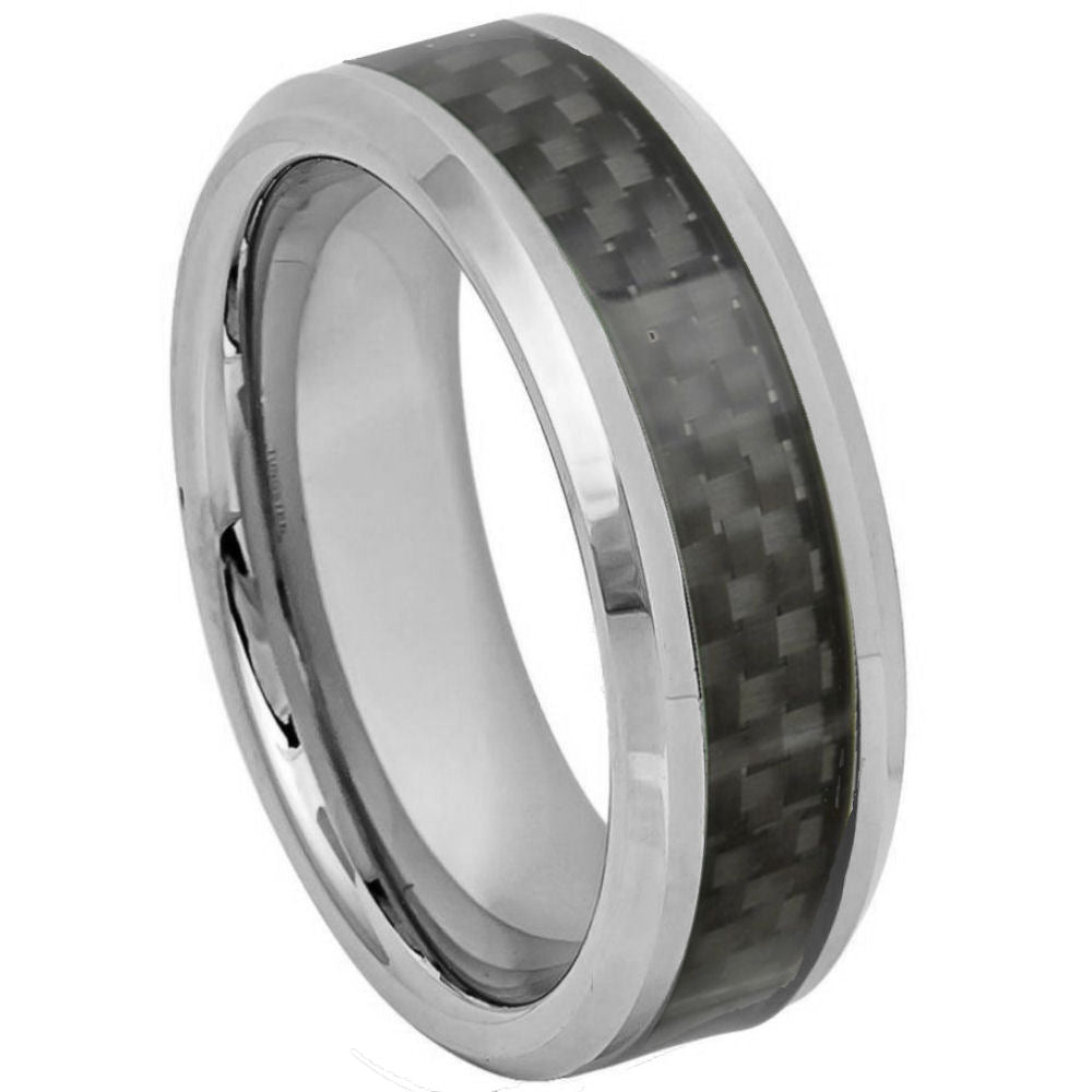 124-8mm High Polish with Black Carbon Fiber Inlay