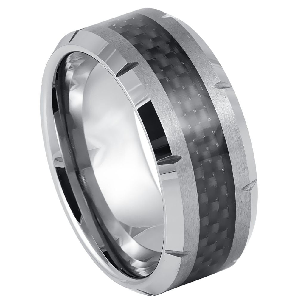 154-10mm Black Carbon Fiber Inlay Multiple Grooved Edge