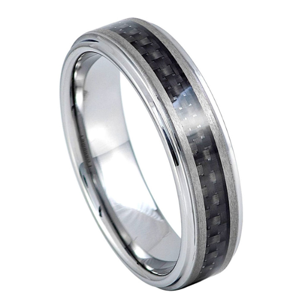 163-7mm Black Carbon Fiber Inlaid on Brushed Center